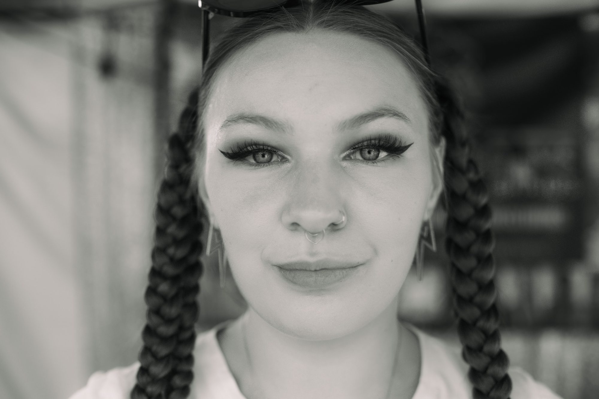Black and white editorial portrait